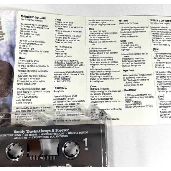 Randy Travis-Always And Forever-1987 Cassette-Warner Brothers-USA-Folk Country - Picture 8 of 11
